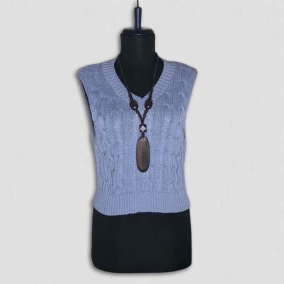 Vintage Jackets & Blazers - vintage Y2K sweater vest preppy style cable knit academia school girl grunge s